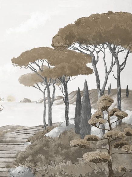 Papel pintado paseo por las calas marrón