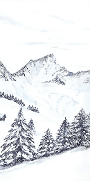 Papier peint aquarelle d’un rêve Alpin - Muralconcept