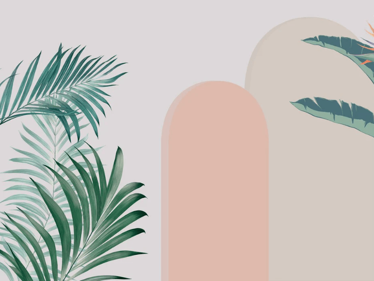 Papel pintado dormitorio arcos vegetales