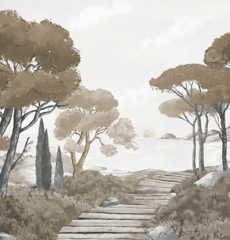 Papel pintado paseo por las calas marrón