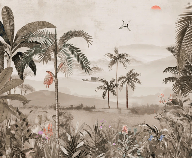 Papel pintado El arte de la selva pintado