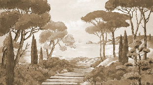 Papel pintado «Paseo por las calas» monocromo