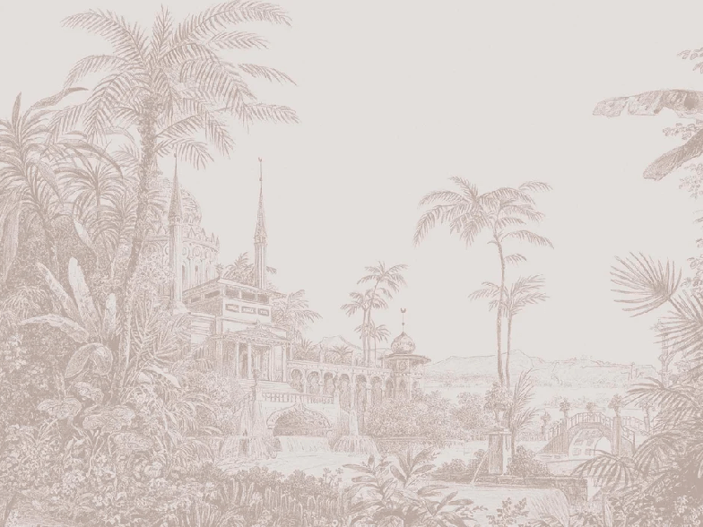 Papier peint jungle temple monochrome, XXL, tendance