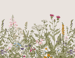 Papier peint fleur botanique folk romantique, XXL, tendance