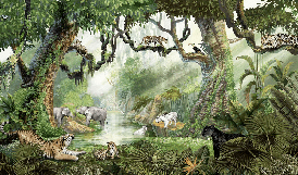 Papel pintado infantil jungla secreta