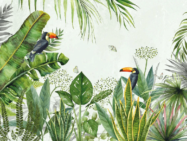 Papel pintado Jungle pájaro exótico