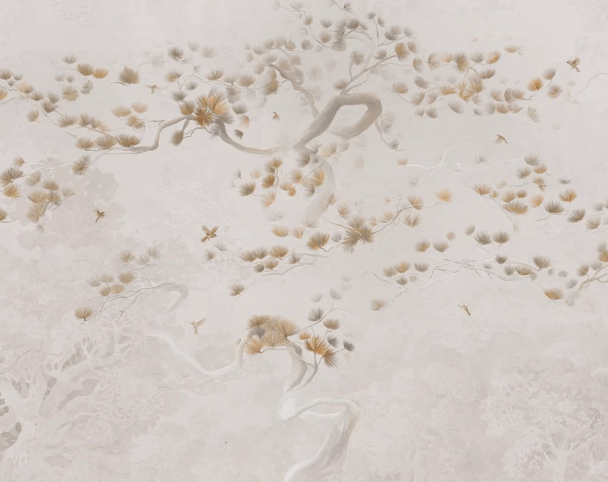 Papel pintado de estilo japonés - Niebla de pinos