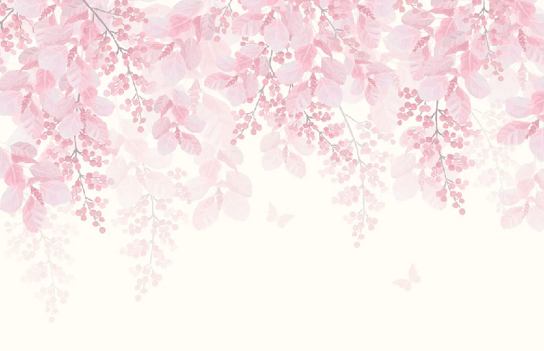 Papel pintado panorámico con motivos florales en acuarela