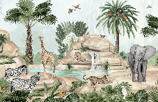 Papel pintado infantil Oasis animal