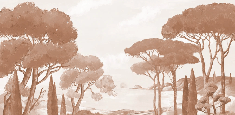 Papel pintado «Paseo por las calas» terracota