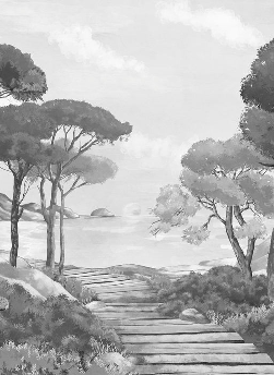 Papel pintado «Paseo por las calas» en blanco y negro