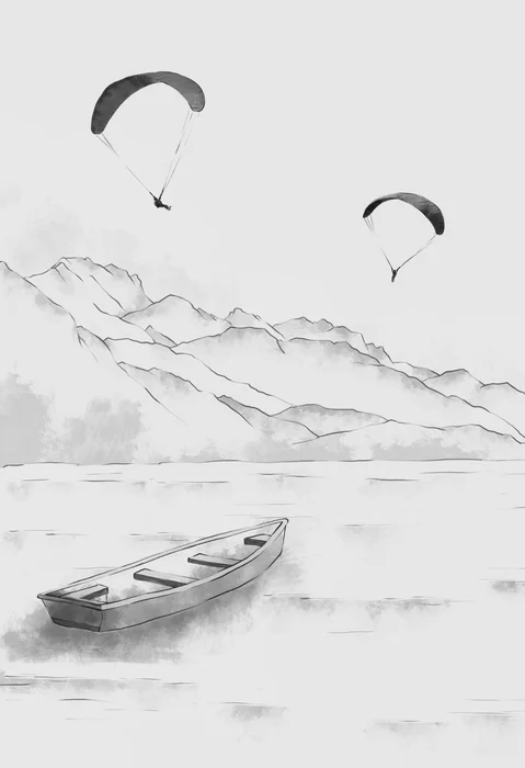 Papier peint Annecy - cimes & art en monochrome - Muralconcept