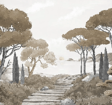 Papel pintado paseo por las calas marrón