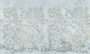 Papier peint chinoiserie garden bleu, XXL, tendance