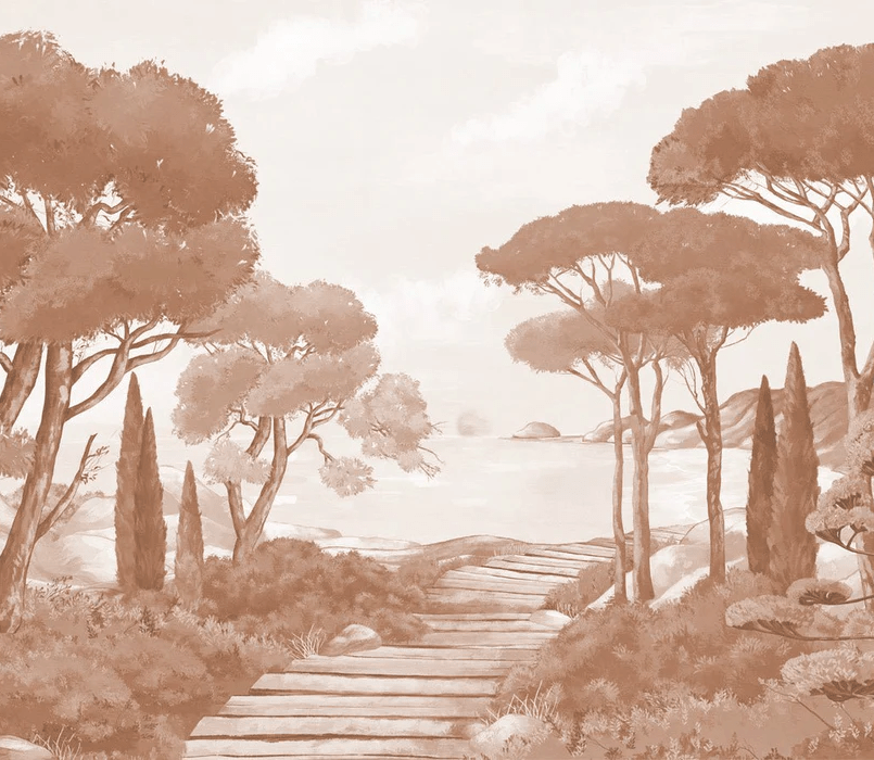 Papel pintado «Paseo por las calas» terracota