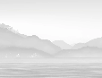 Papel pintado Annecy y su tranquilo lago en blanco y negro