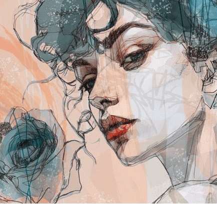 Fondo de pantalla de rostro femenino azul rosa