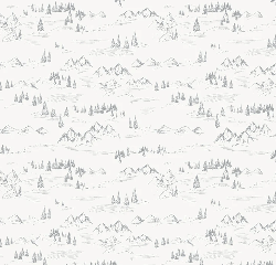 Papel pintado con ilustración de montaña y abeto