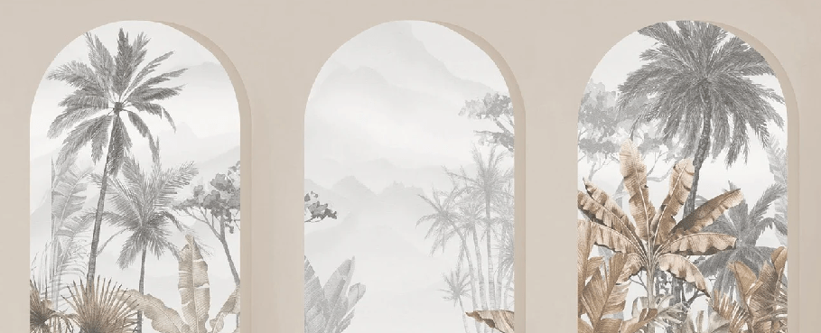 Papel pintado Arches tropicales sepia