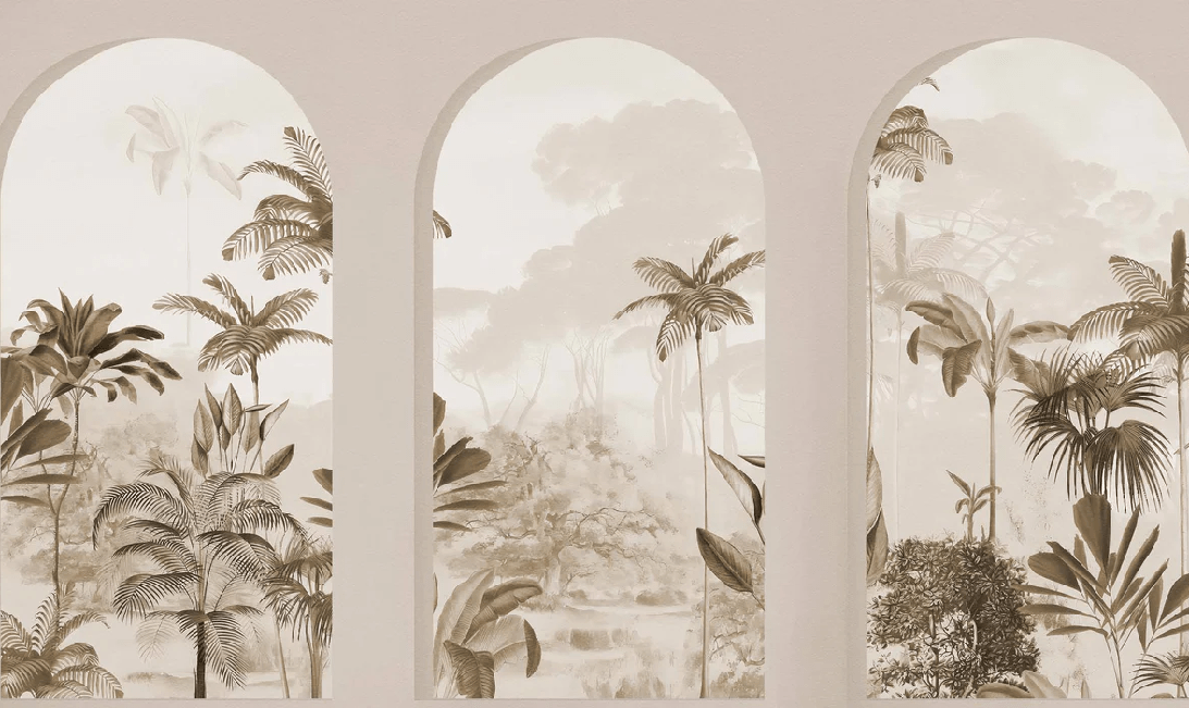 Papier peint arches luxuriantes sépia, XXL, tendance