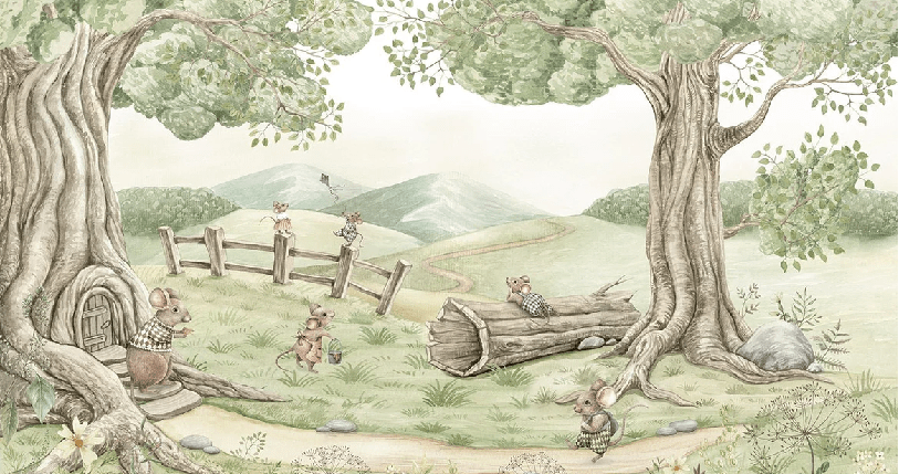 Papel pintado para bebés: familia de ratones