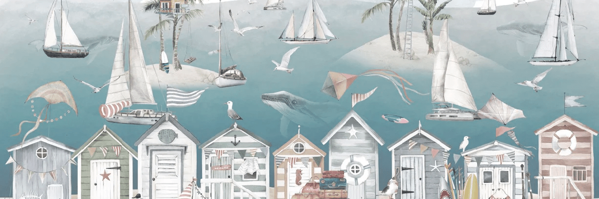 Papel pintado para habitación infantil - Cabaña de los mares