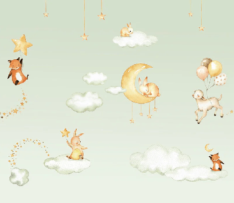 Papel pintado para bebés «Bonitos sueños» verde