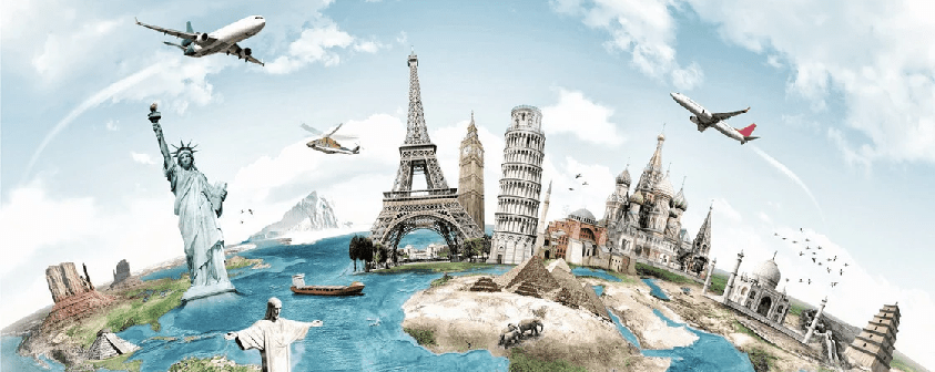 Papier peint Carte du monde & Monument, XXL, tendance