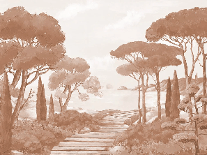 Papel pintado «Paseo por las calas» terracota