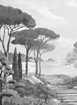 Papel pintado «Paseo por las calas» en blanco y negro