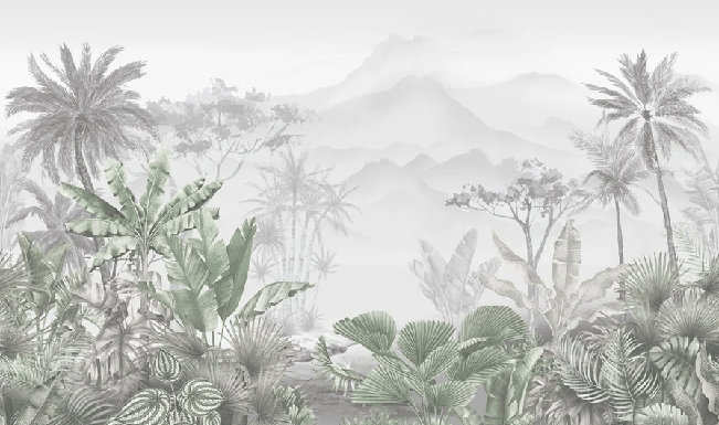 Papier peint tendance tropical vert, XXL, tendance