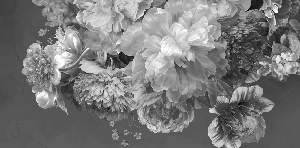 Papier peint fleur pivoine noir et blanc - Muralconcept