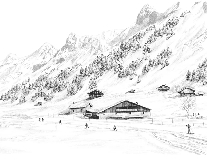 Papier peint Clusaz ski fond montagne Confins, XXL, tendance