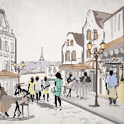 Papel pintado francés París café en terraza