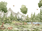 Papier peint animaux en forêt - Muralconcept