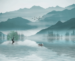 Papel pintado entre montaña y lago