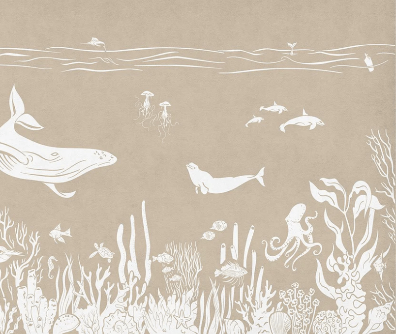 Papier peint balade aquatique beige, XXL, tendance