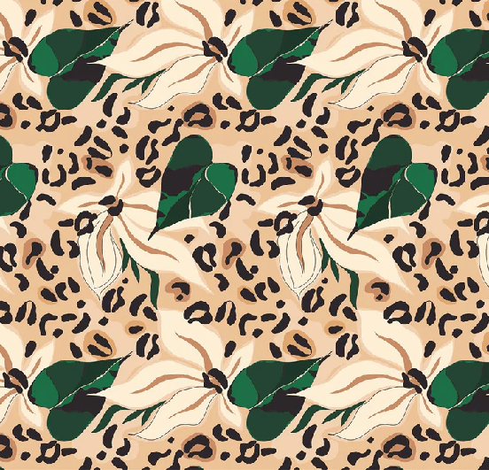 Papel pintado abstracto con flores felinas