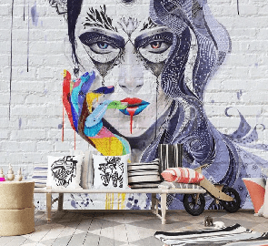 Papel pintado vintage con grafitis