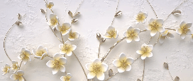 Papier peint fleurs blanches 3D - Muralconcept