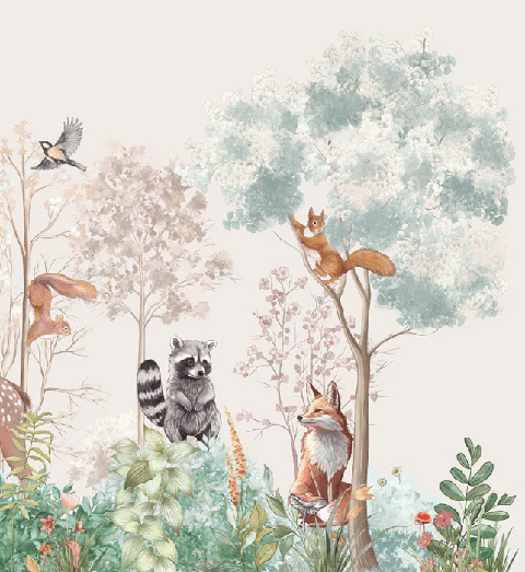 Papel pintado para habitación infantil «Naturaleza mágica» beige