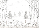 Papier peint forêt noir et blanc – Douceur des Bois, XXL, tendance