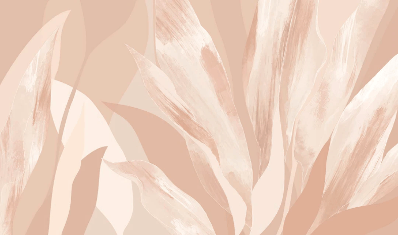 Papel pintado con motivos florales nude