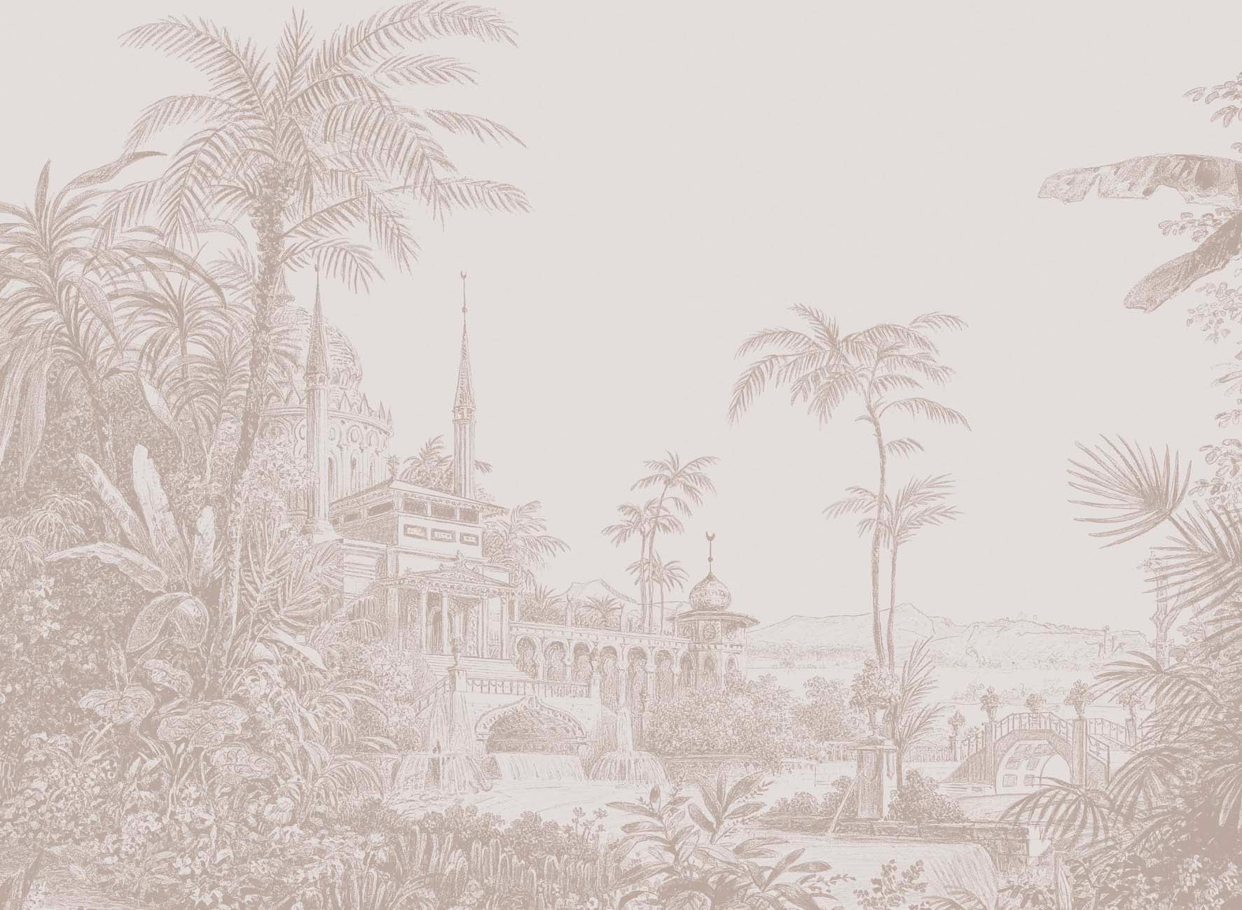 Papier peint jungle temple monochrome, XXL, tendance