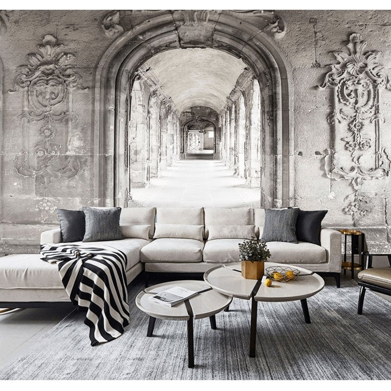 Papel pintado Trompe l'oeil Pasillo Mármol parisino