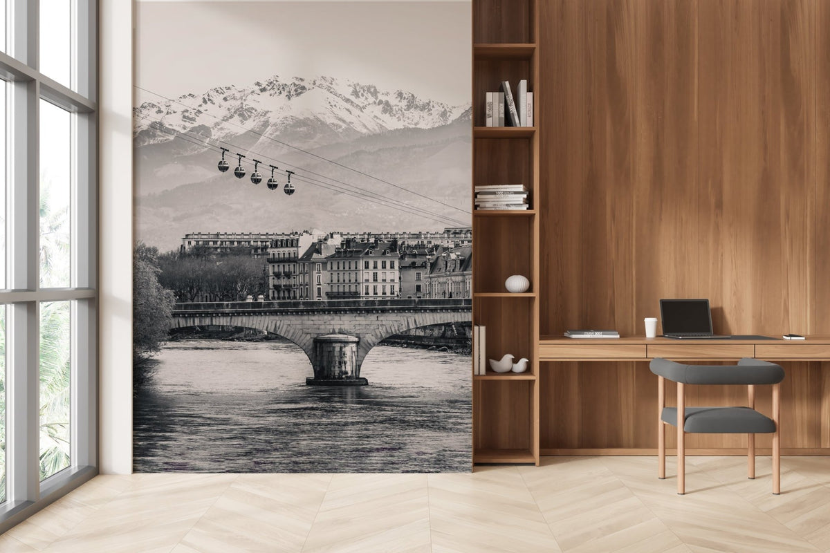 Papel pintado Grenoble Bastille blanco y negro