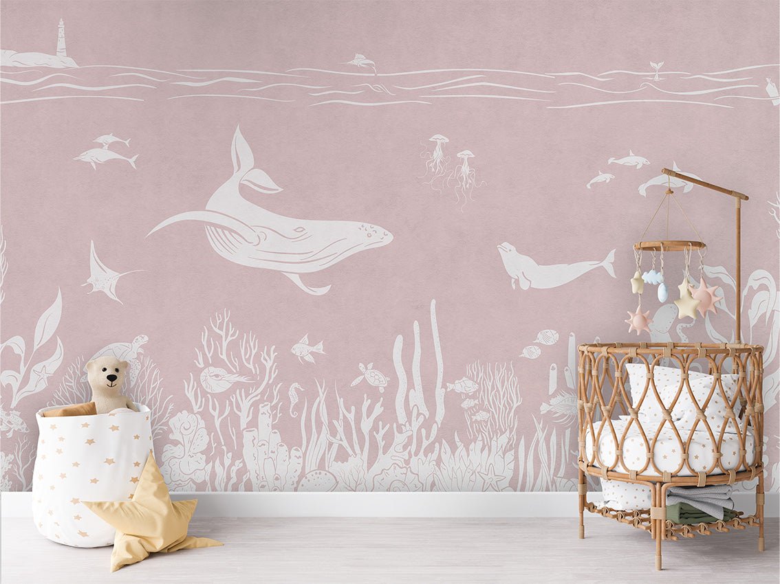 Papel pintado Paseo acuático rosa