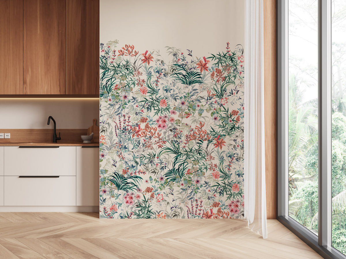 Papel pintado floral - Los jardines de Léontine