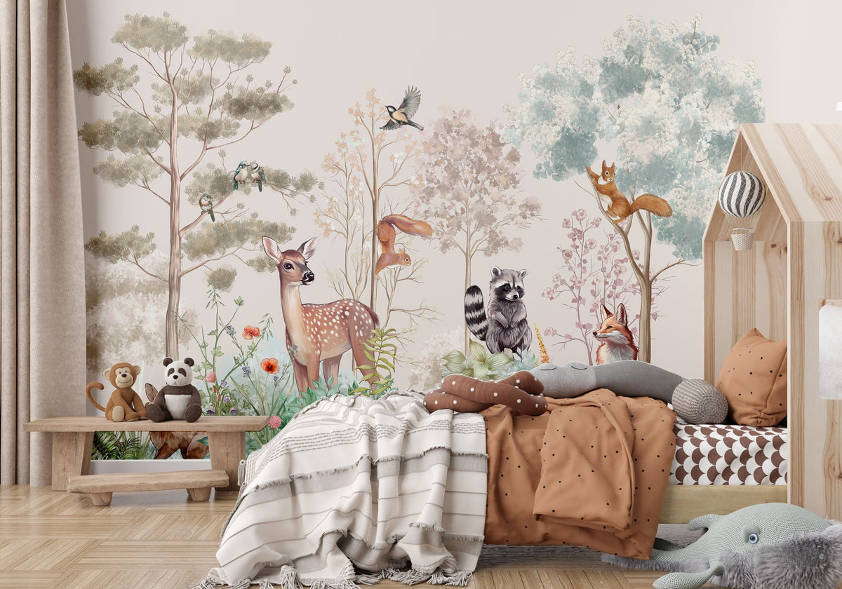 Papel pintado para habitación infantil «Naturaleza mágica» beige