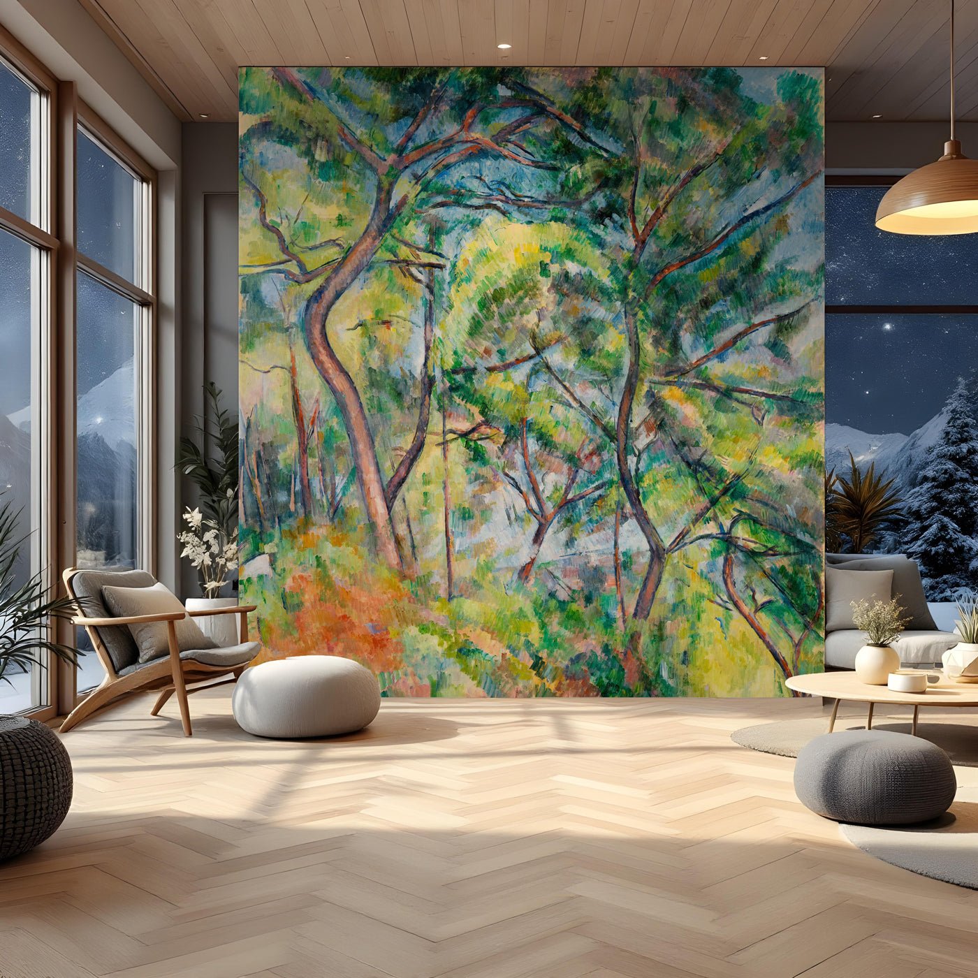 Papier peint forêt de pins - Paul Cézanne, XXL, tendance